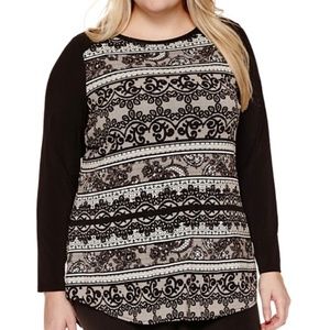 Worthington Long Sleeve Knit Tunic Plus Size 1X, 2X